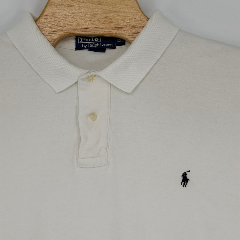 Vintage 90s Polo Ralph Lauren Polo Shirt Mens XXL White Cotton Classic USA Pony
